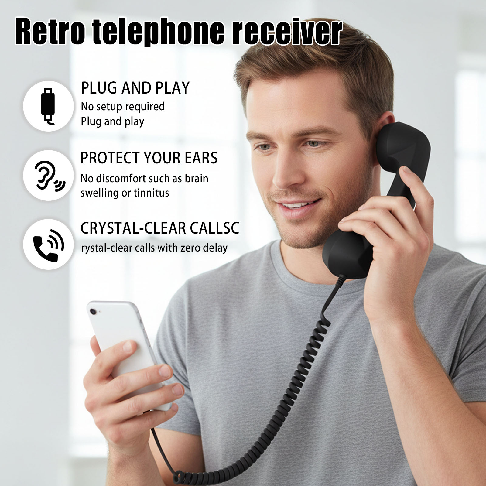 Retro Phone Handset Ergonomics - огляд і ціна Retro Handset Phone