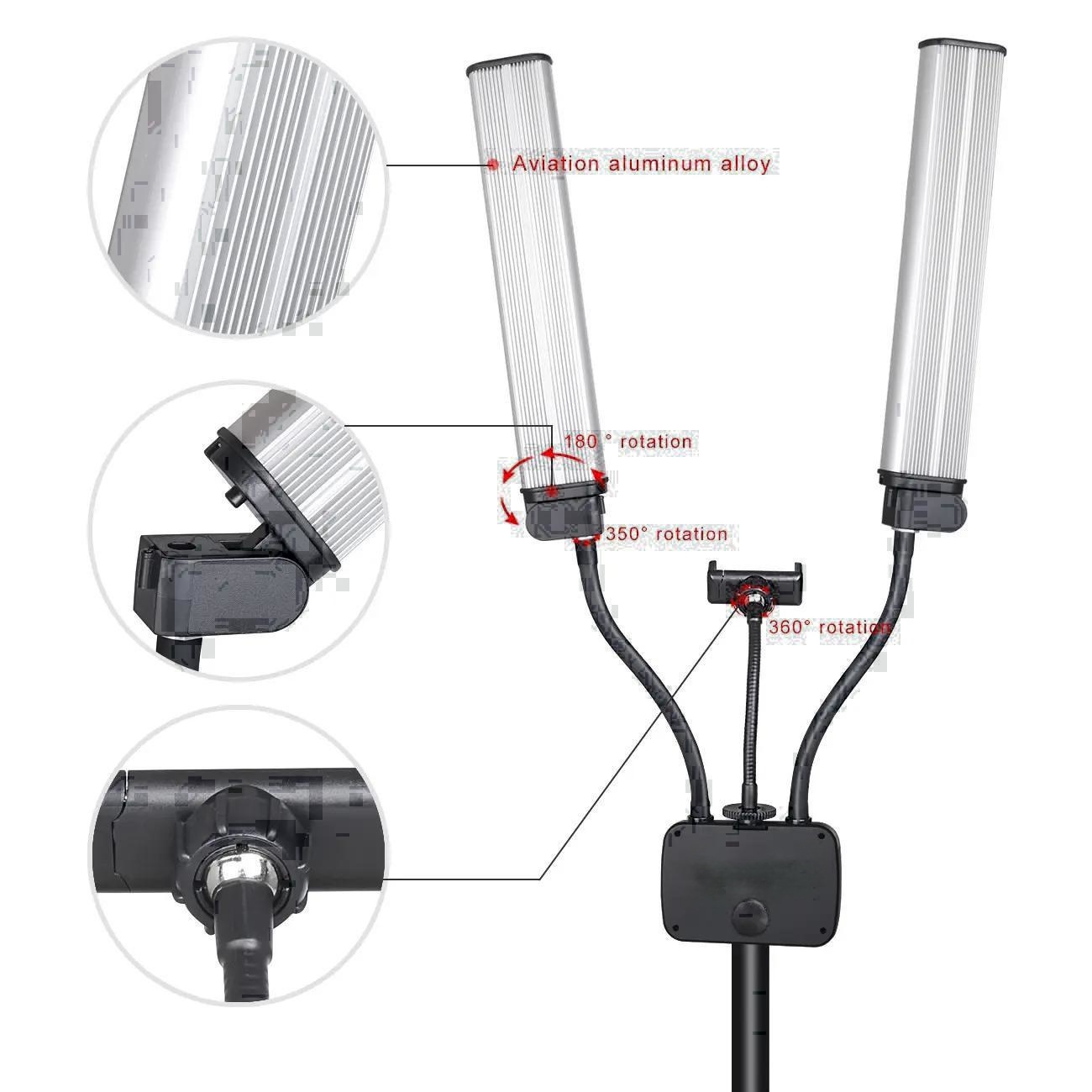 45W Double Arm Fill Ring Light - огляд і ціна Led Strip Selfie